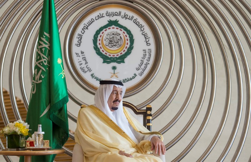 Saudi Arabia's King Salman bin Abdulaziz Al Saud is seen during the 29th Arab Summit in Dhahran