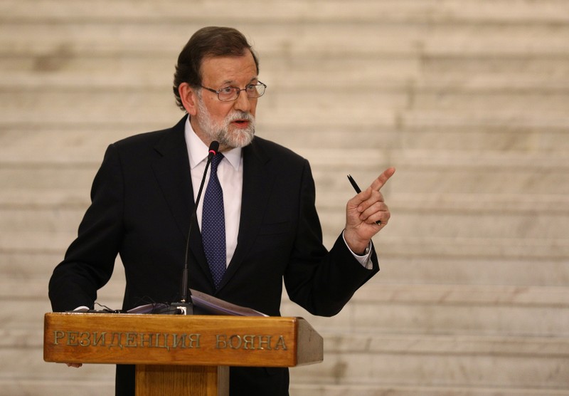 Spain's Prime Minister Rajoy speaks during a news conference with Bulgaria's Prime Minister Borissov in Sofia