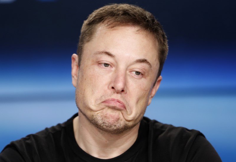 SpaceX founder Musk at a press conference following the first launch of a SpaceX Falcon Heavy rocket in Cape Canaveral