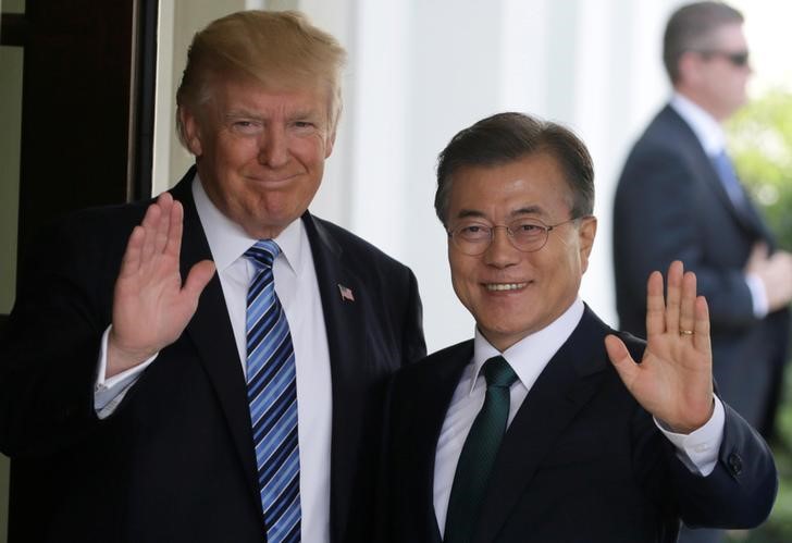 FILE PHOTO: U.S. President Trump welcomes South Korean President Moon Jae-in at the White House in Washington