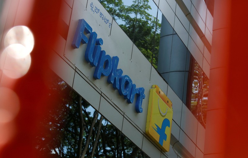 FILE PHOTO: The logo of India's e-commerce firm Flipkart is seen on the company's office in Bengaluru
