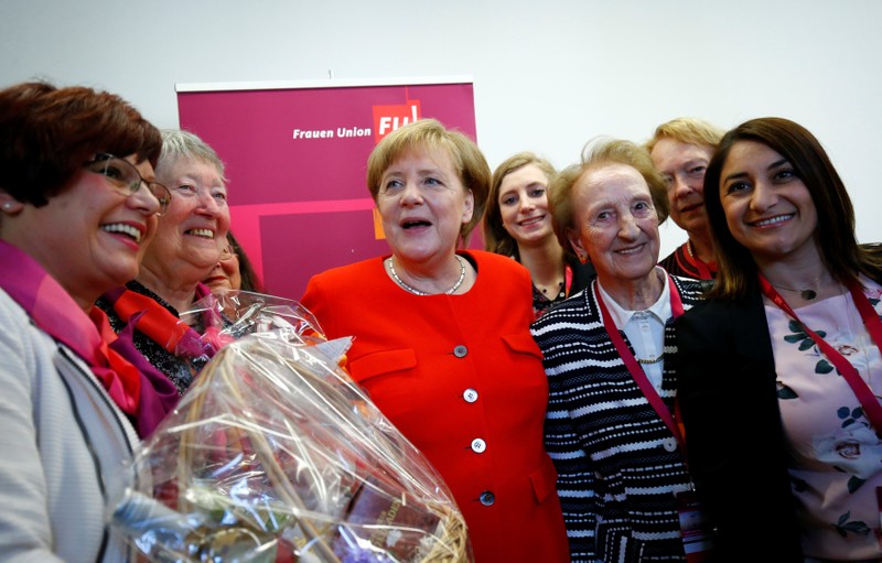 German Chancellor Angela Merkel celebrates the 70th anniversary of the 