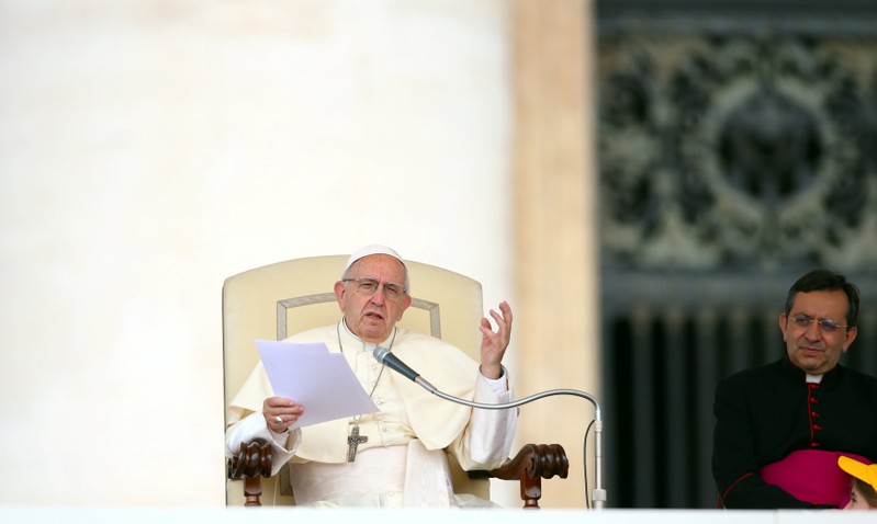 Pope Francis leads the Wednesday general audience in Saint Peter's square at the Vatican