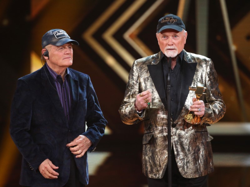 Johnston and Love of The Beach Boys accept award for Lifeswork Music during Golden Camera awards ceremony in Hamburg