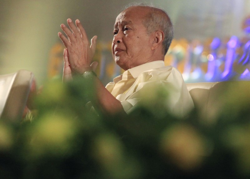 Cambodia's Prince Norodom Ranariddh gestures during a congress of Funcinpec Party in Phnom Penh