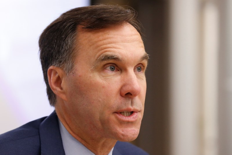 Canada's Finance Minister Bill Morneau speaks at the start of a meeting in Ottawa
