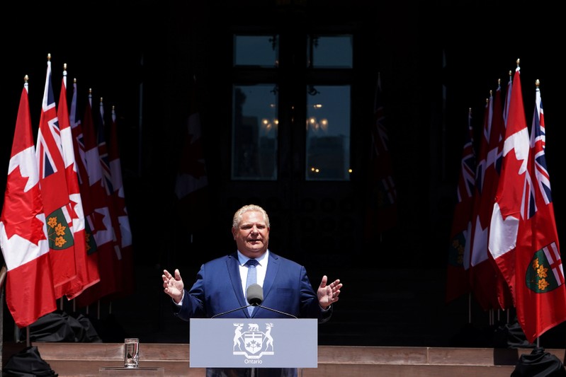 Ontario Premier Doug Ford is pictured during his unofficial swearing in ceremony in Toronto