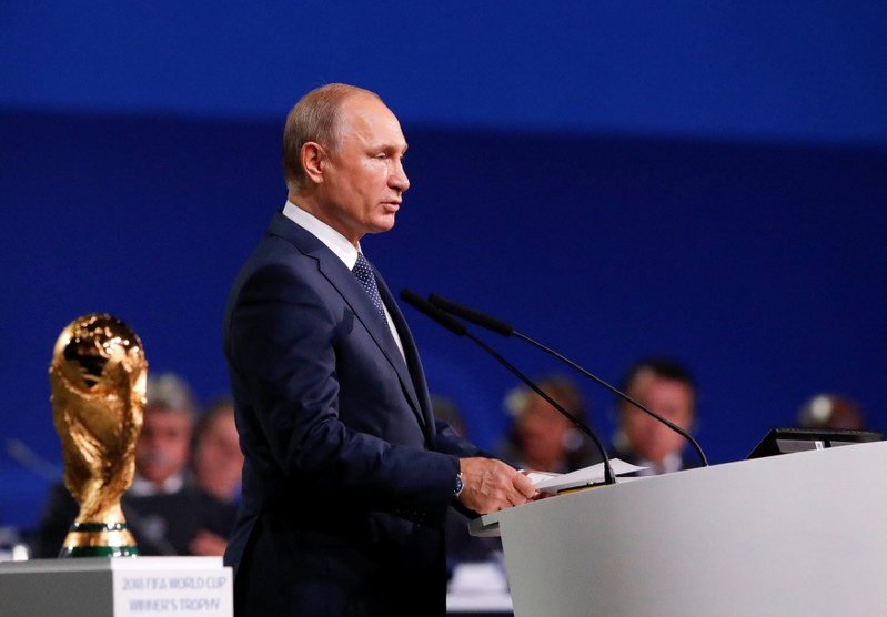 Russian President Putin attends the 68th FIFA Congress in Moscow
