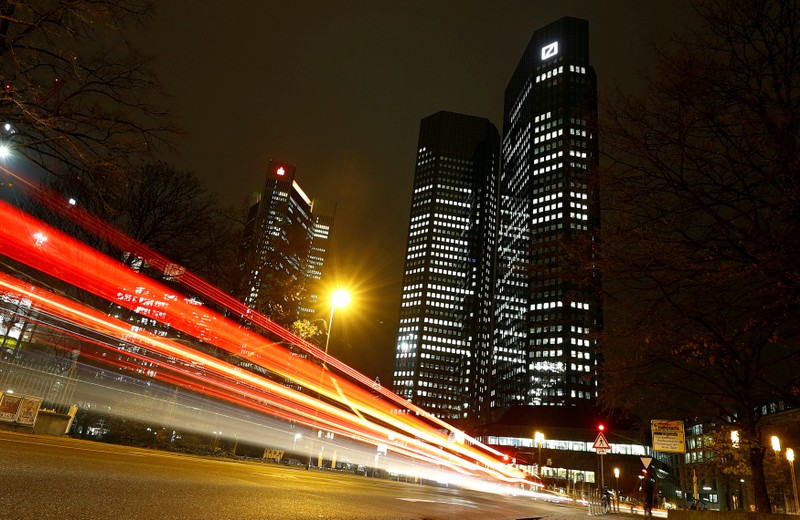 FILE PHOTO: The head quarters of Germany's largest business bank, Deutsche Bank, is photographed in Frankfurt
