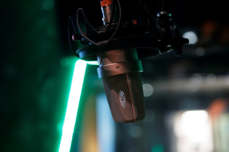 A microphone is seen at a recording studio in Vienna