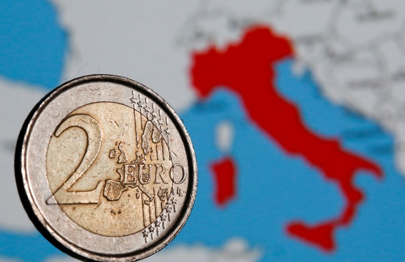 A two Euro coin is seen in this picture illustration taken in Rome