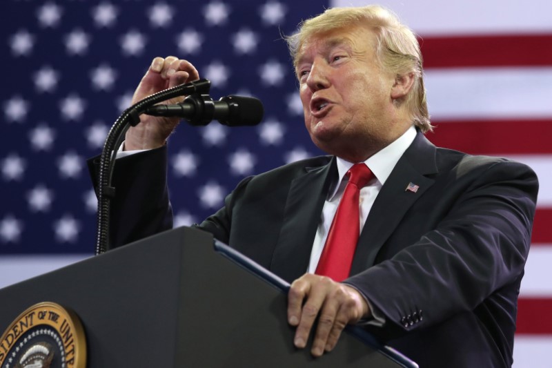 FILE PHOTO: U.S. President Donald Trump holds a rally with supporters in Duluth