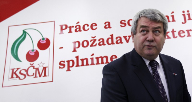 KSCM Chairman Filip arrives at the party's election headquarters after the general election in Prague