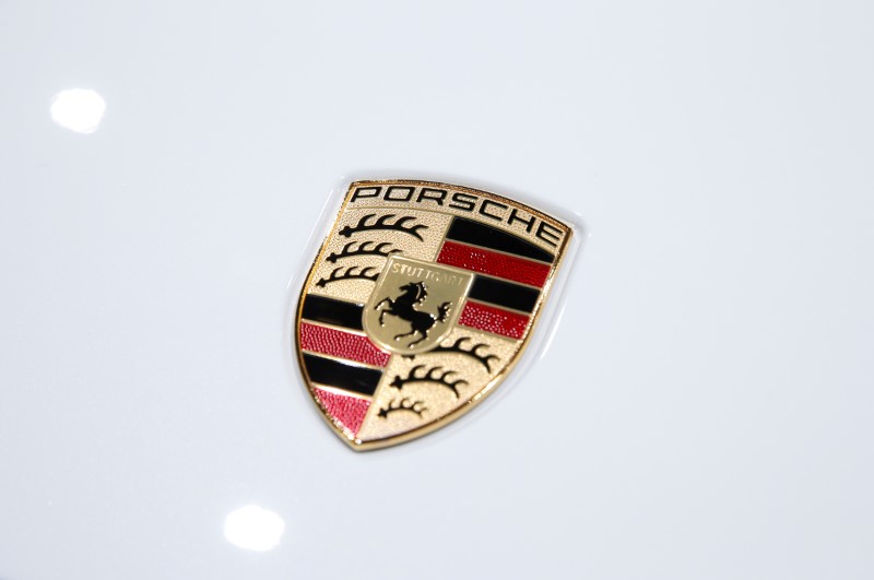 FILE PHOTO: Porsche logo is pictured during the Volkswagen Group's annual general meeting in Berlin