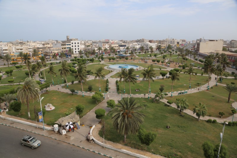 view of the Red Sea port city of Hodeidah, Yemen