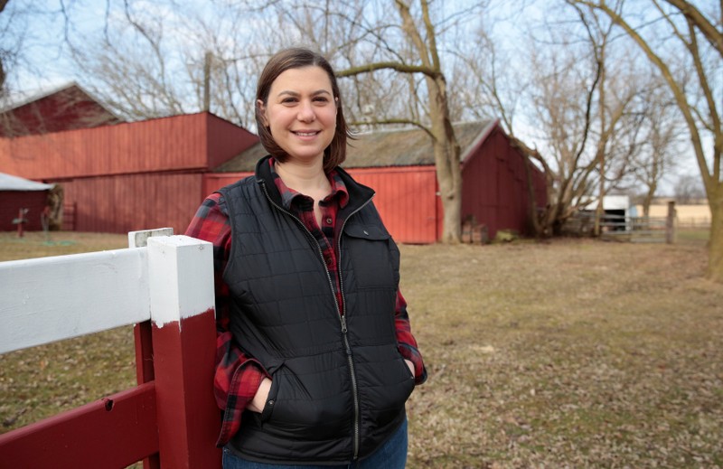 Democratic candidate for Michigan's 8th Congressional District Elissa Slotkin, a former Defense Department official and intelligence analyst, poses for a picture on her family farm in Holly, Michigan