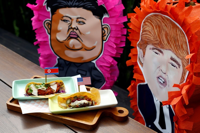 The Rocket Man Taco and the El Trumpo Taco is pictured at Lucha Loco in Singapore