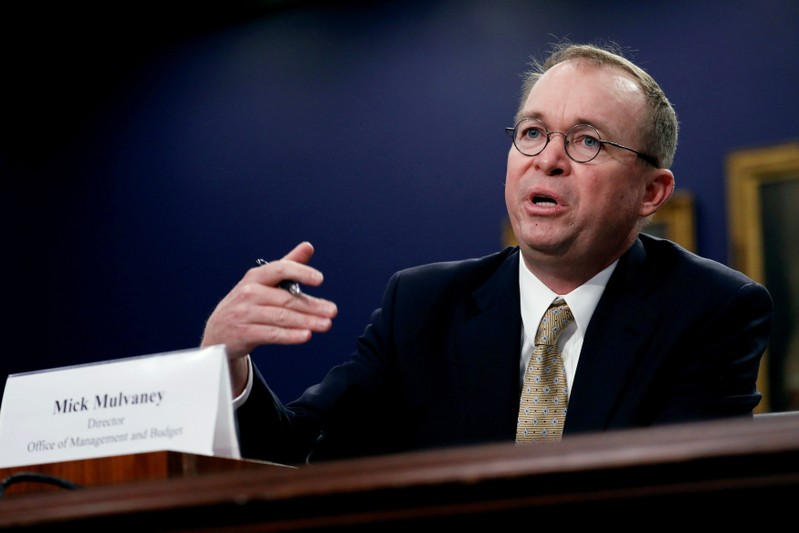 FILE PHOTO: Office of Management and Budget Director Mick Mulvaney testifies before the House Appropriations Subcommittee on Financial Services and General Government on Capitol Hill in Washington