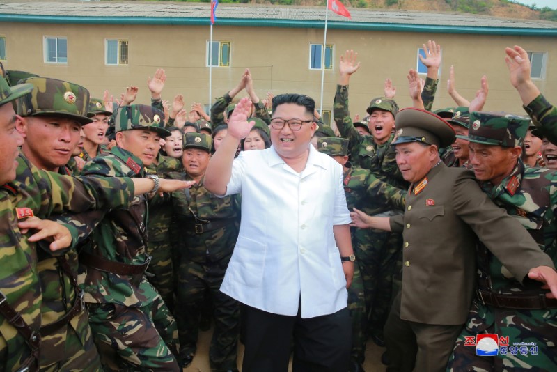 North Korea leader Kim Jong Un inspects Unit 1524 of the Korean People's Army (KPA) in this undated photo released by North Korea's Korean Central News Agency