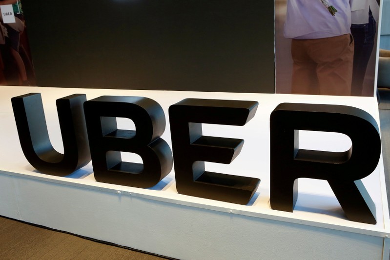 FILE PHOTO: The logo of Uber is pictured during the presentation of their new security measures in Mexico City