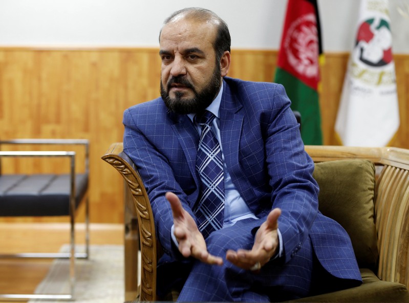 Gula Jan Abdul Badi Sayad chairman of Independent Elections Commission (IEC) of Afghanistan speaks during an interview in Kabul