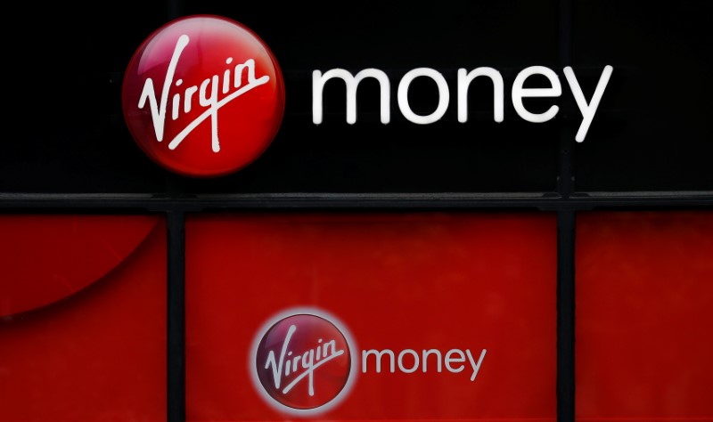 Signage is see outside a branch of Virgin Money in Manchester