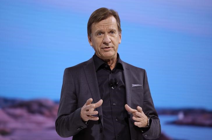 Volvo's Samuelsson speaks at the Los Angeles Auto Show in Los Angeles