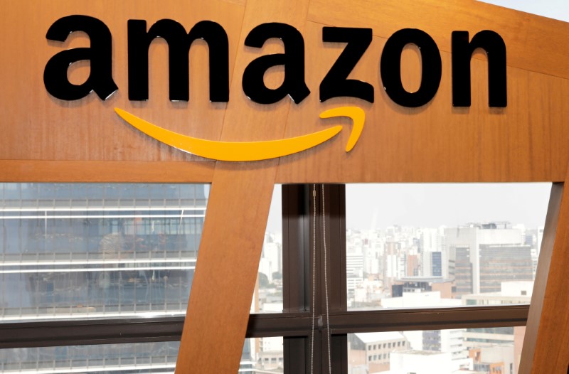 FILE PHOTO: The logo of Amazon.com Inc is seen in Sao Paulo