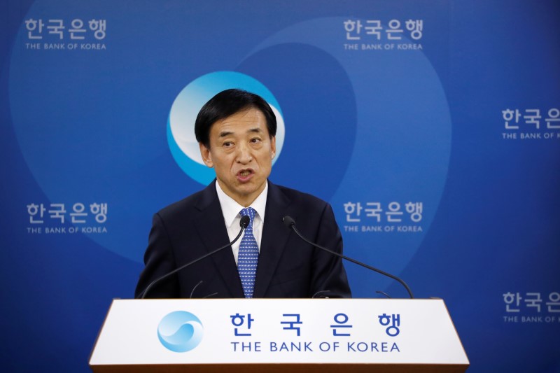 FILE PHOTO: Bank of Korea Governor Lee Ju-yeol speaks during a news conference in Seoul