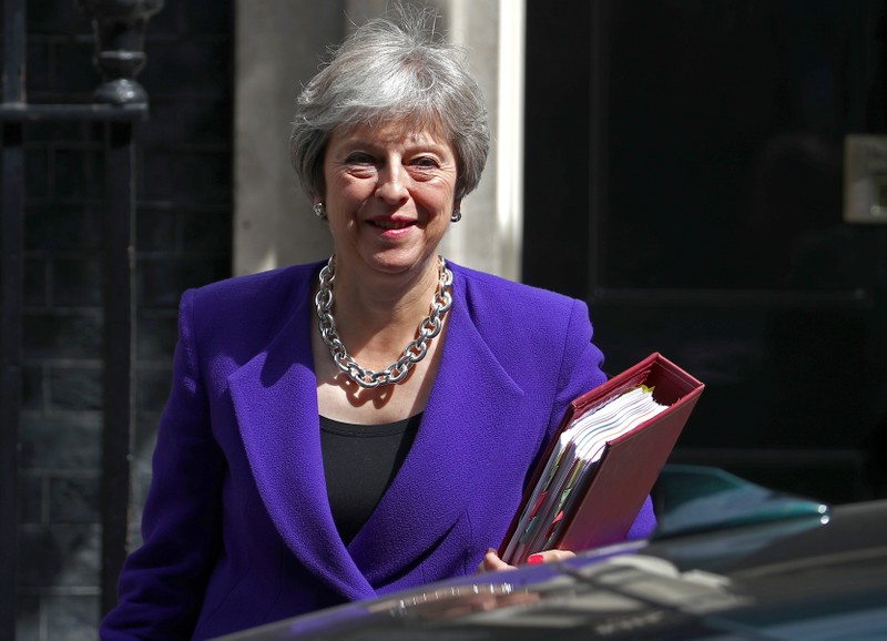 Britain's Prime Minister Theresa May leaves 10 Downing Street in Westminster, London