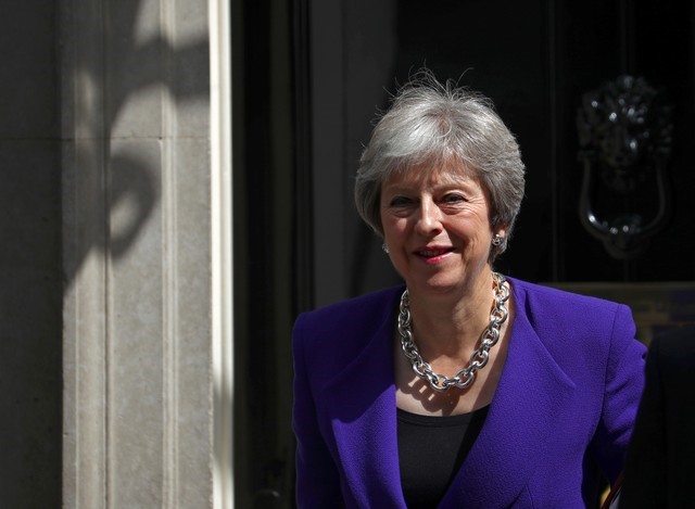 Britain's Prime Minister Theresa May leaves 10 Downing Street in Westminster, London