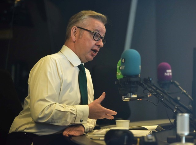 Britain's Secretary of State for Environment, Food and Rural Affairs Michael Gove talks about the planned cabinet meeting, at the Prime Minister's official country residence Chequers later this week, on the BBC radio Today programme in London