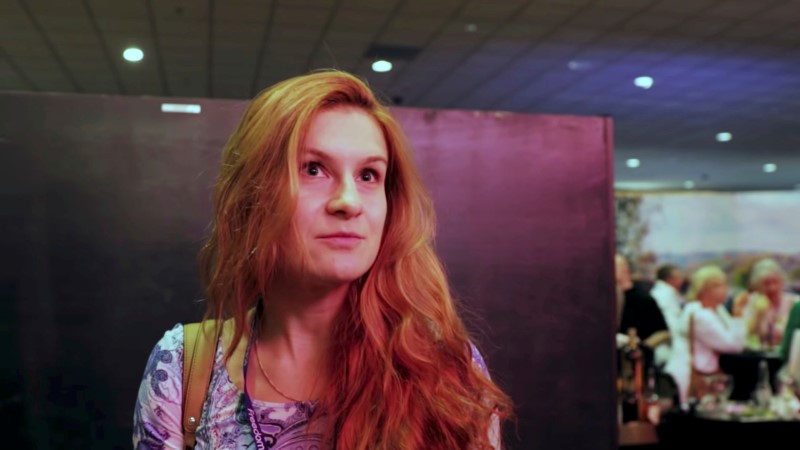 FILE PHOTO: Accused Russian agent Maria Butina speaks to camera at 2015 FreedomFest conference in Las Vegas, Nevada