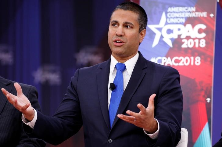 Chairman of the Federal Communications Commission Ajit Pai speaks at the Conservative Political Action Conference (CPAC) at National Harbor, Maryland