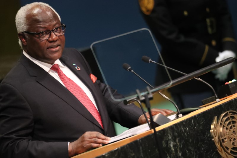 President Ernest Bai Koroma of Sierra Leone addresses the United Nations General Assembly in New York