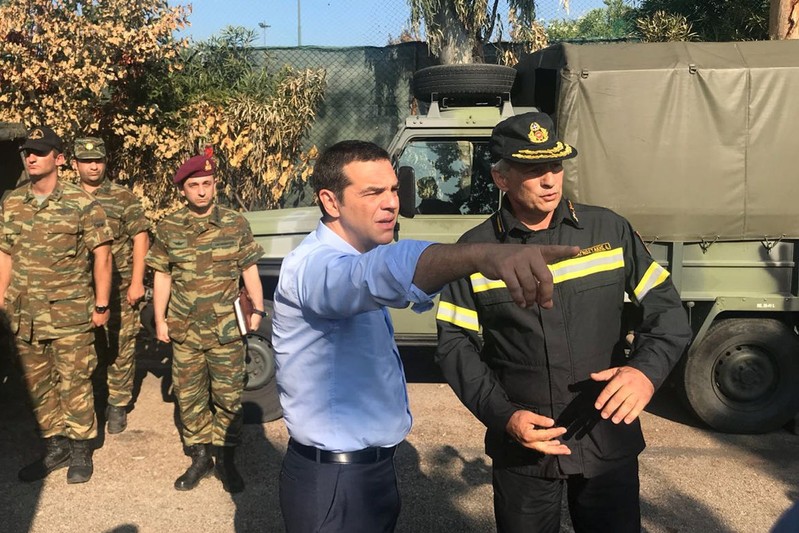 Greek Prime Minister Alexis Tsipras visits the village of Mati