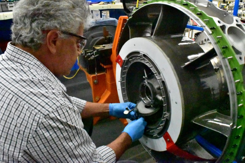 FILE PHOTO: An aircraft engine being built at Honeywell Aerospace in Phoenix