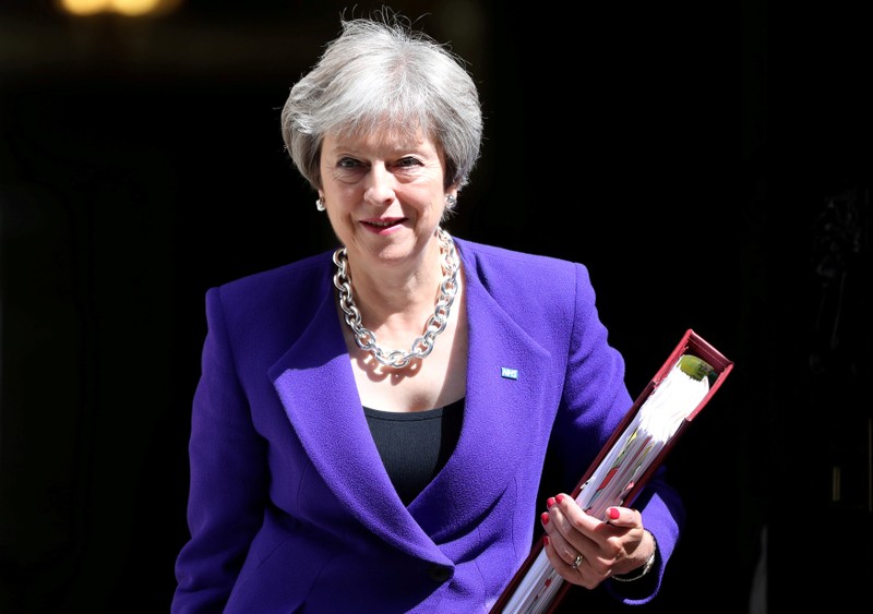 FILE PHOTO: Britain's Prime Minister Theresa May leaves 10 Downing Street in London