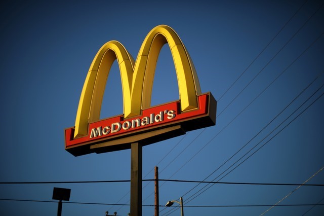 The logo of a McDonald's Corp restaurant is seen in Los Angeles
