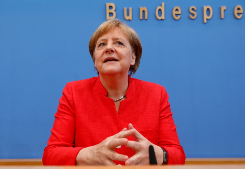 German Chancellor Angela Merkel holds the annual summer news conference in Berlin