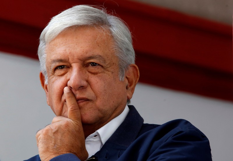 Mexico's president-elect Andres Manuel Lopez Obrador gestures during a news conference in Mexico City