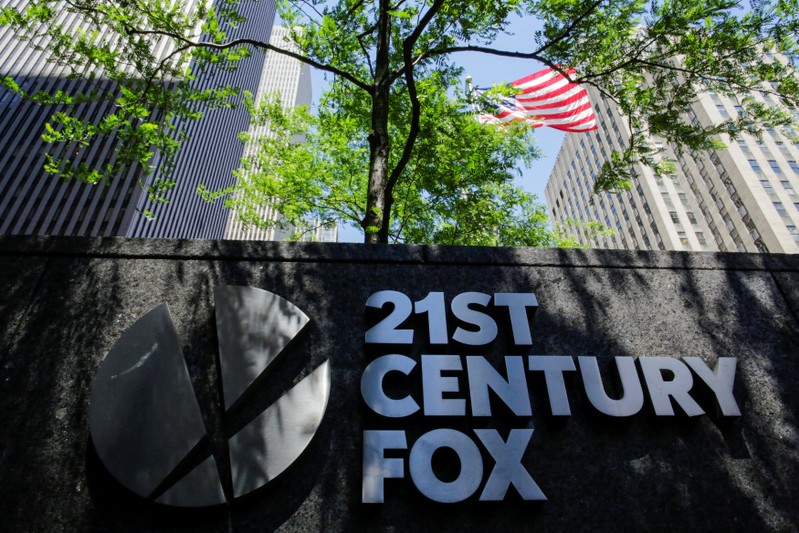 FILE PHOTO: The 21st Century Fox logo is displayed outside the News Corporation building in the Manhattan borough of New York City, New York