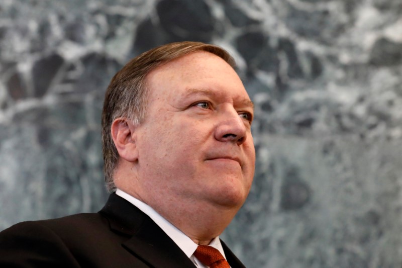 U.S. Secretary of State Mike Pompeo holds press briefing at U.N. headquarters in New York