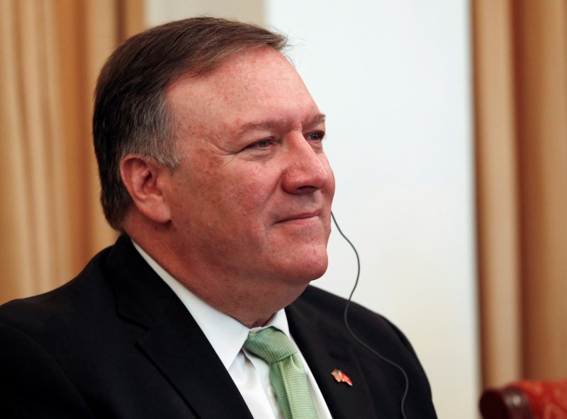 U.S. Secretary of State Pompeo looks on during a meeting in Hanoi