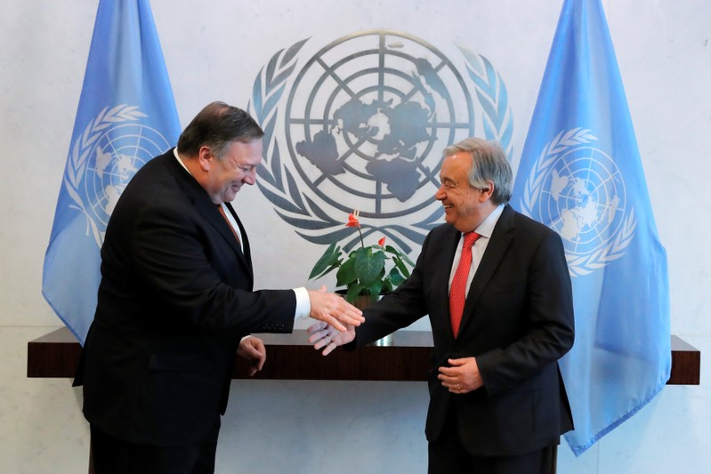 U.S. Secretary of State Mike Pompeo meets with United Nations Secretary General Antonio Guterres in New York