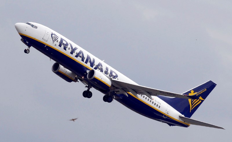 FILE PHOTO: Ryanair Boeing 737 passenger jet takes off in Colomiers near Toulouse