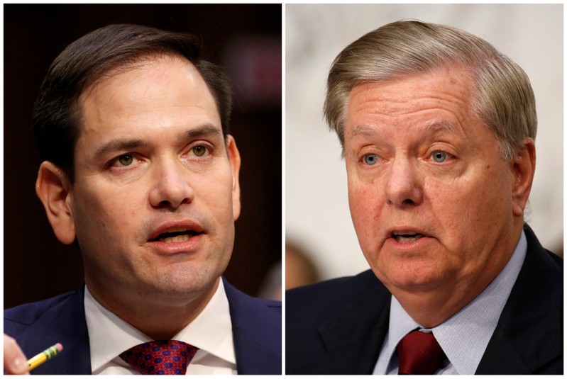FILE PHOTOS: Republican U.S. Senators Marco Rubio and Lindsey Graham from hearings on Capitol Hill in Washington
