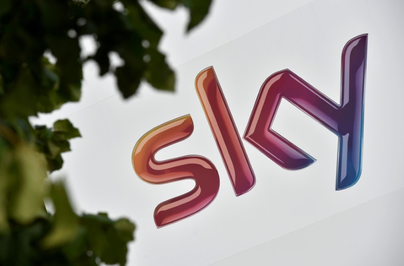 FILE PHOTO: The Sky logo is seen at the company's UK headquarters in west London
