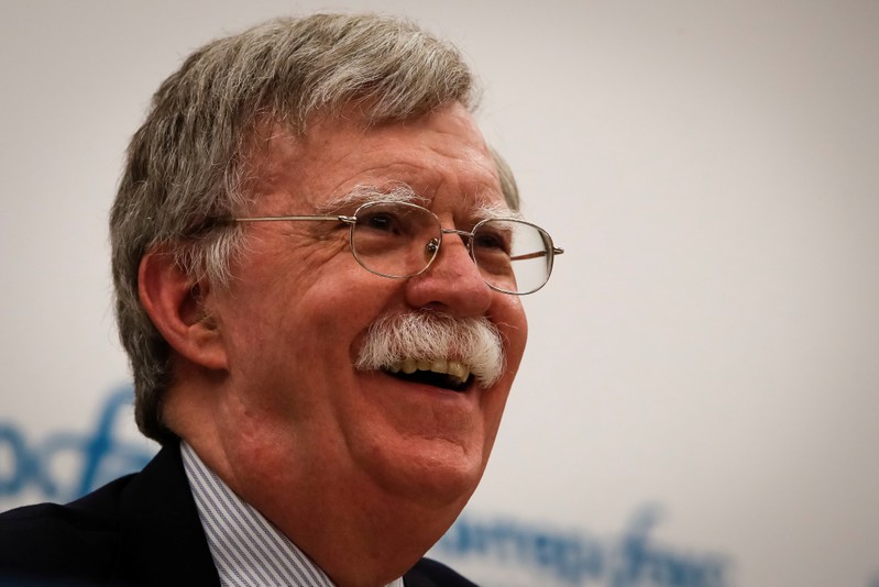 U.S. National Security Adviser John Bolton attends a news conference in Moscow