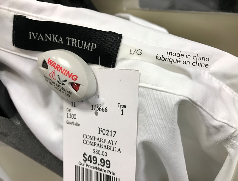 FILE PHOTO: An Ivanka Trump-branded blouse is seen for sale at off-price retailer Winners in Toronto